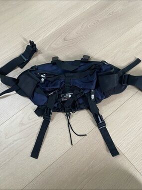 ❤️North Face Heavy Duty Oversized Hiking Fanny Pack Belt Bag Blue Black